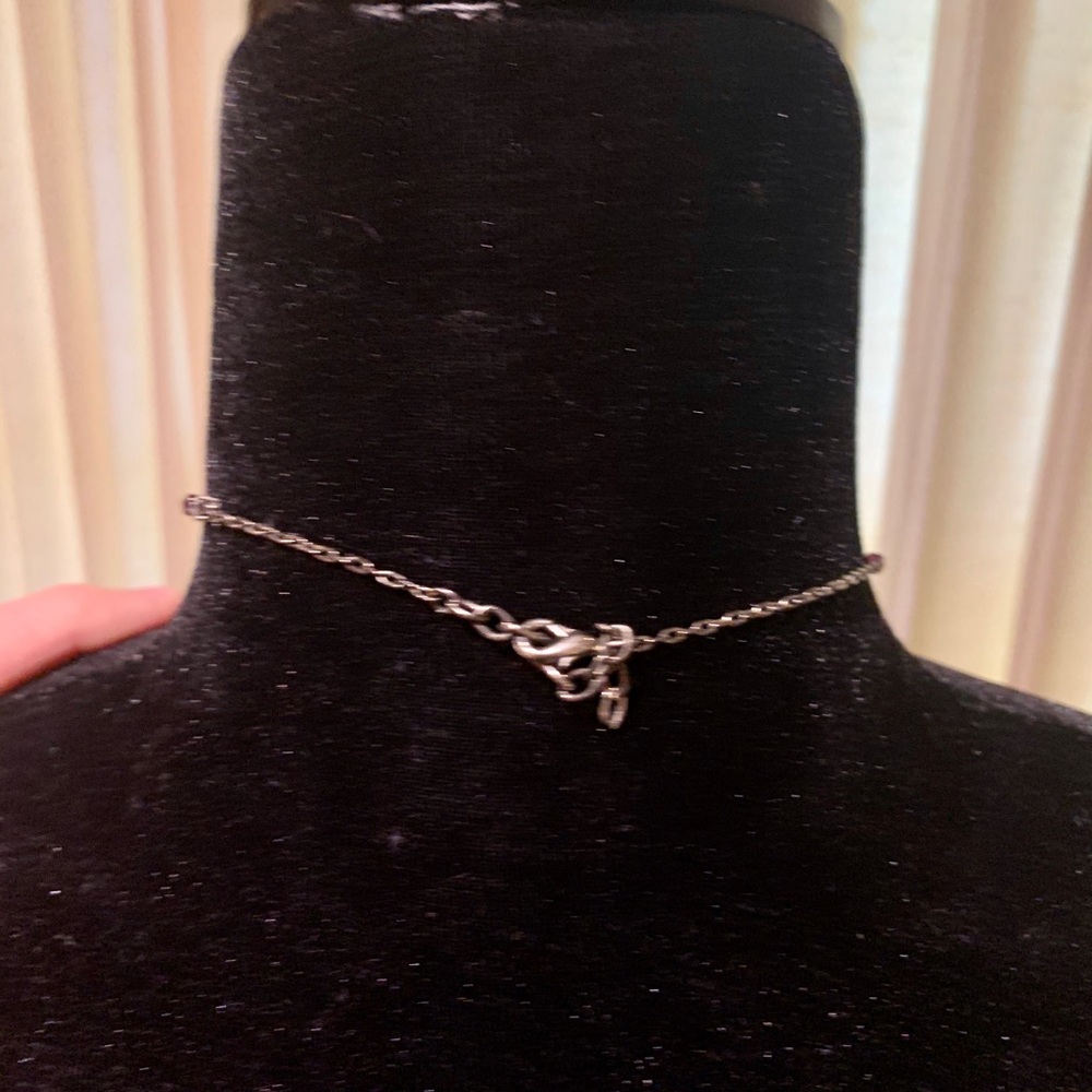 Silver necklace with pink beads - Picture 3 of 3
